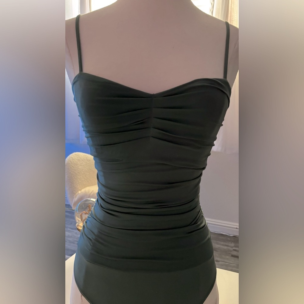 Express Deep Green Ruched Body Suit